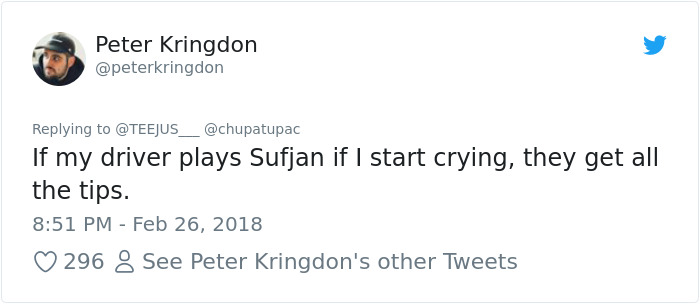 Passengers Won't Stop Complimenting This Uber Driver's Music, So He Reveals How He Sorted People Into 11 Categories Passengers Won't Stop Complimenting This Uber Driver's Music, So He Reveals How He Sorted People Into 11 Categories