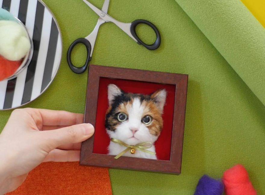 Japanese Artist Makes Realistic 3D Cat Portraits Out Of Felted Wool, And The Result Is Too Purrfect