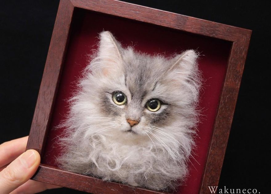 Japanese Artist Makes Realistic 3D Cat Portraits Out Of Felted Wool, And The Result Is Too Purrfect