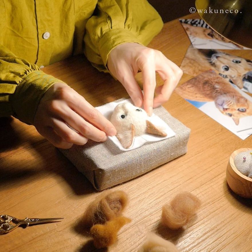 Japanese Artist Makes Realistic 3D Cat Portraits Out Of Felted Wool, And The Result Is Too Purrfect