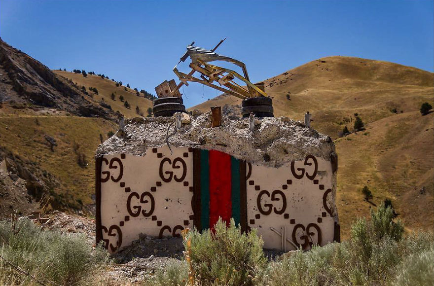 Street Artist Creates ‘Valley Of Secret Values’ By Transforming Crumbling Concrete Structures Into Designer Bags Street Artist Creates ‘Valley Of Secret Values’ By Transforming Crumbling Concrete Structures Into Designer Bags