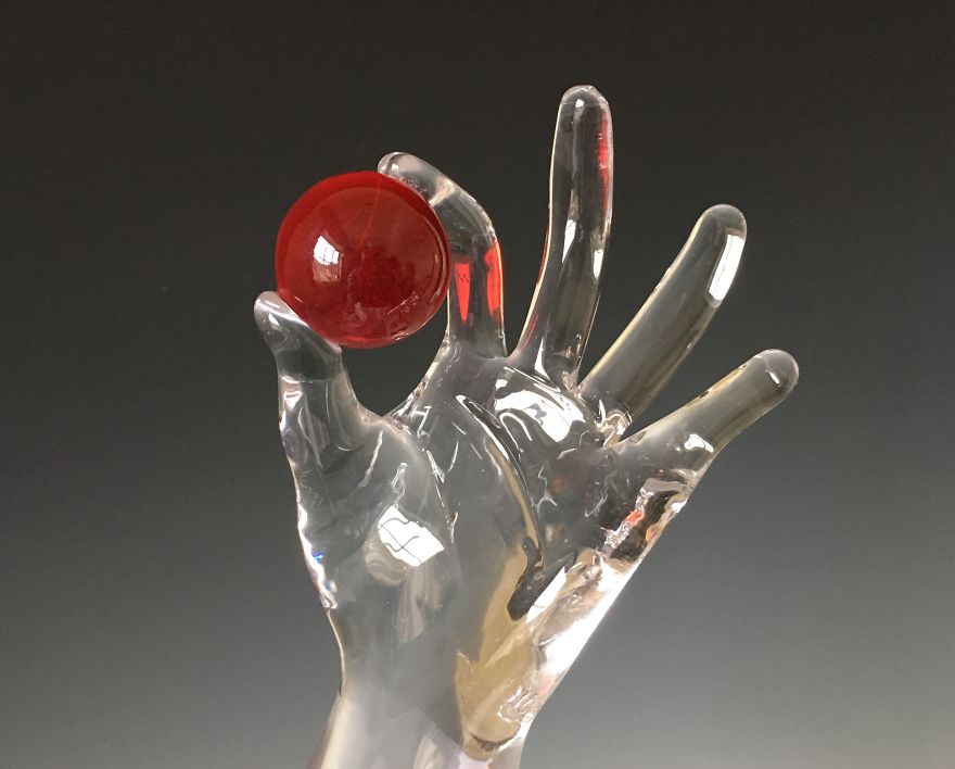 Artist Sculpts Molten Glass Into Unique Hand Sculptures Artist Sculpts Molten Glass Into Unique Hand Sculptures