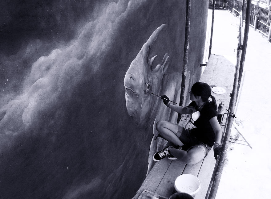 Tribute Mural For Sudan- The Last Male Northern White Rhino By Paula Duță & The Orion At Sisaf 2018 Tribute Mural For Sudan- The Last Male Northern White Rhino By Paula Duță & The Orion At Sisaf 2018