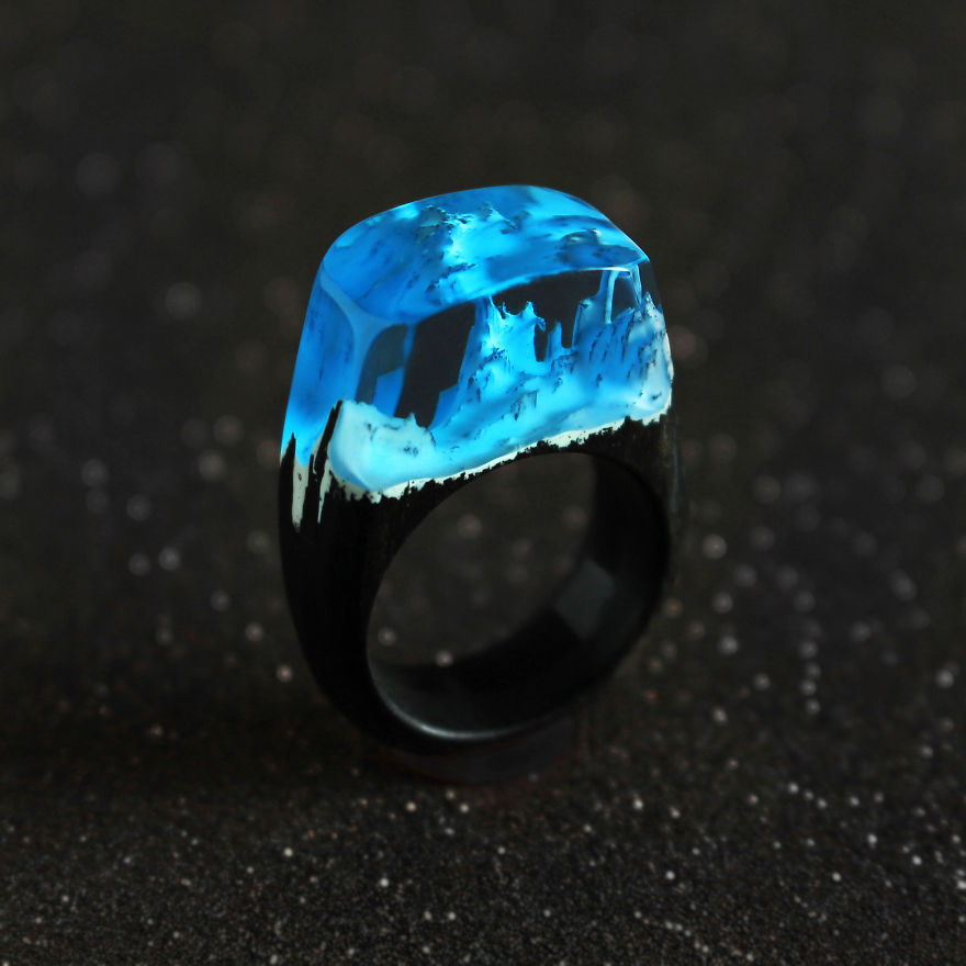 Wood, Resin, Opal Jewelry