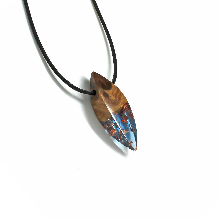 Wood, Resin, Opal Jewelry