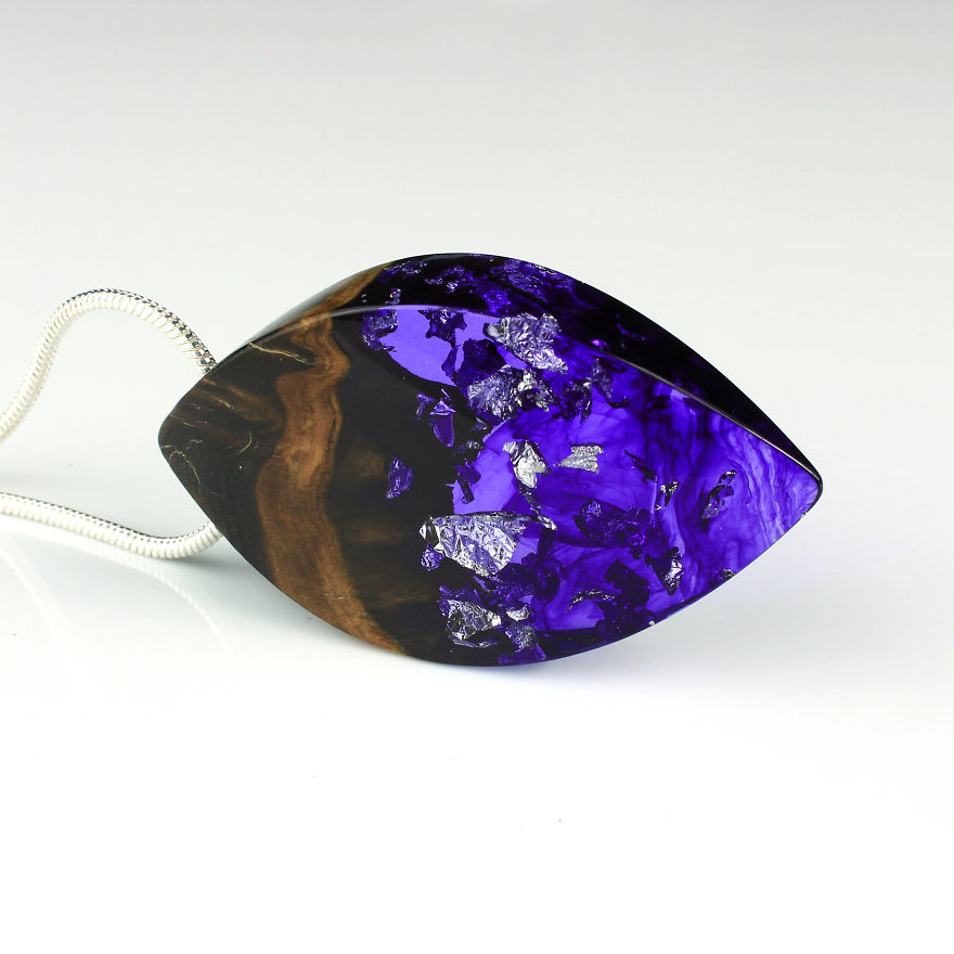 Wood, Resin, Opal Jewelry