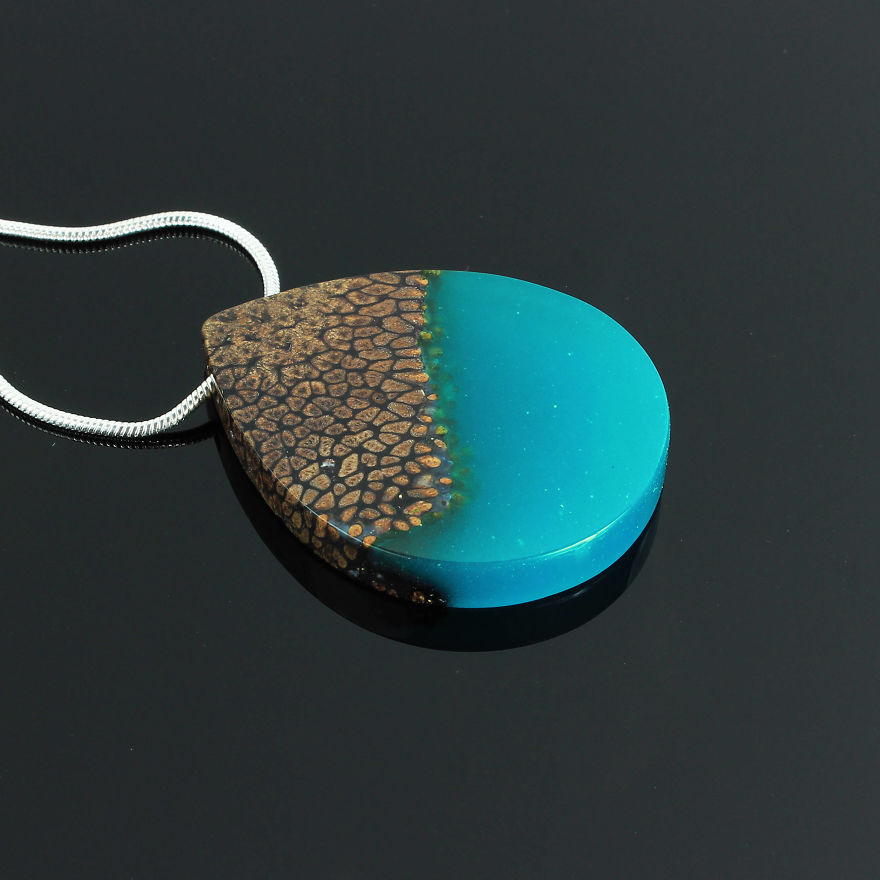 Wood, Resin, Opal Jewelry