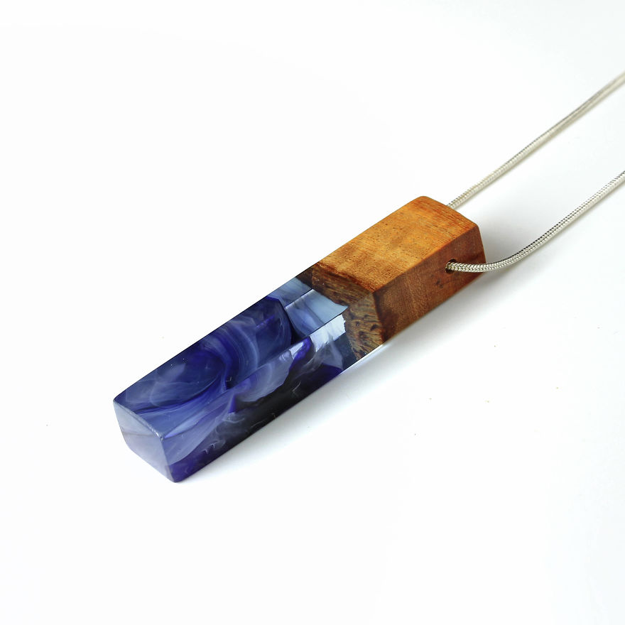Wood, Resin, Opal Jewelry