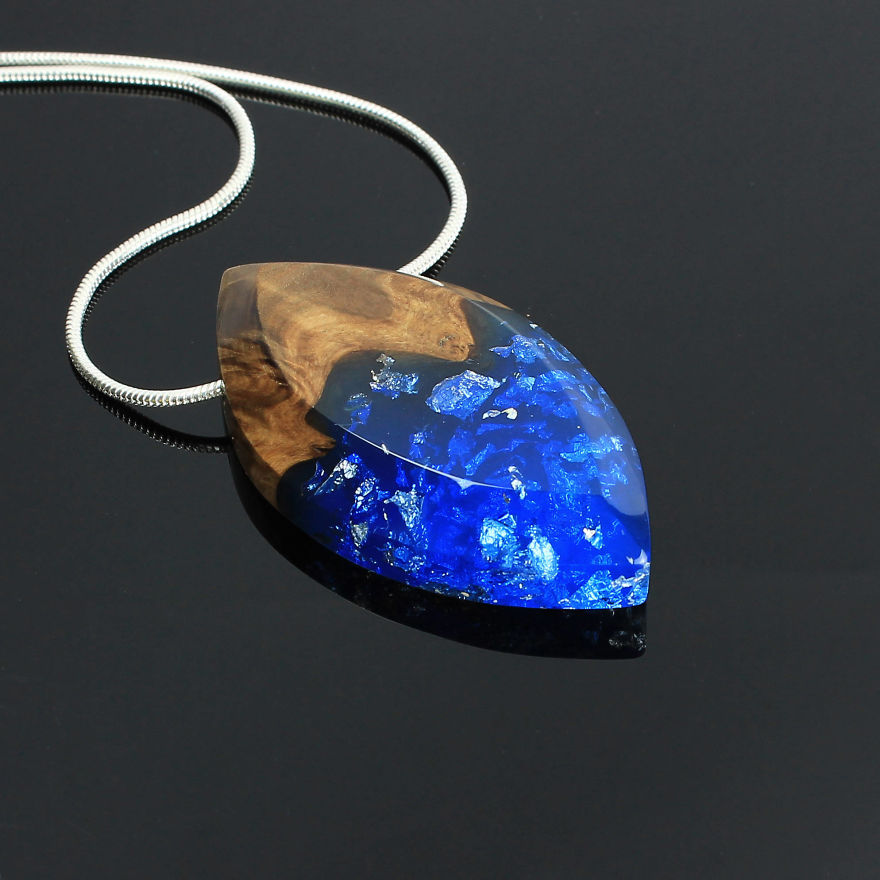 Wood, Resin, Opal Jewelry