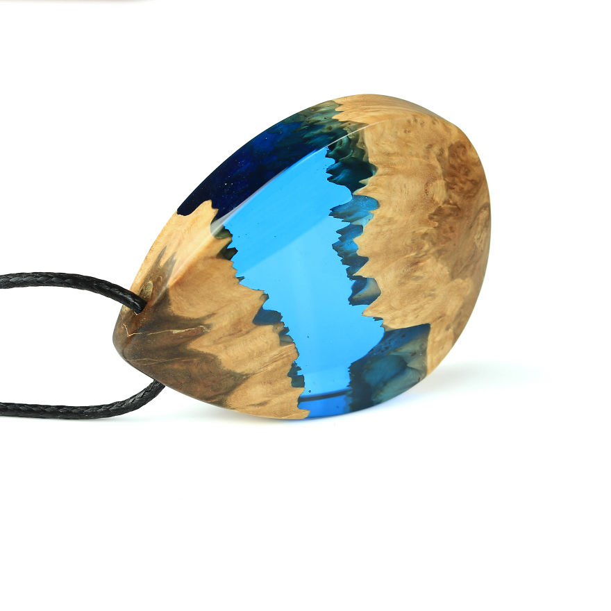 Wood, Resin, Opal Jewelry