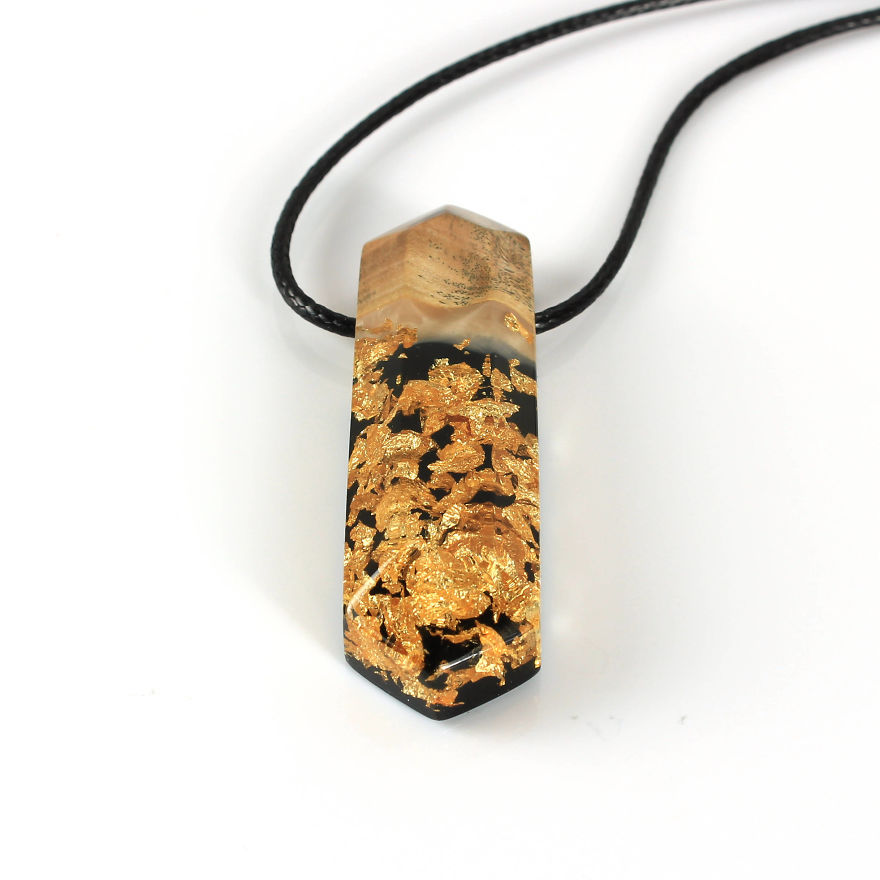 Wood, Resin, Opal Jewelry