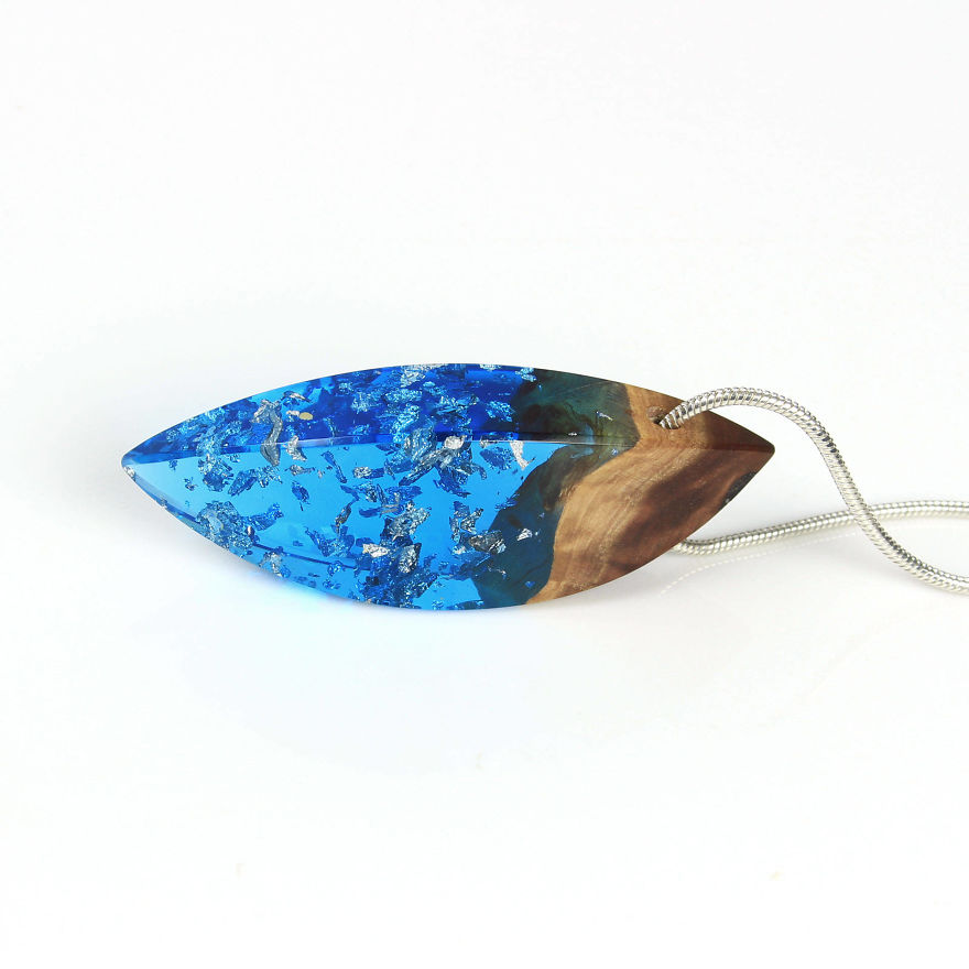 Wood, Resin, Opal Jewelry