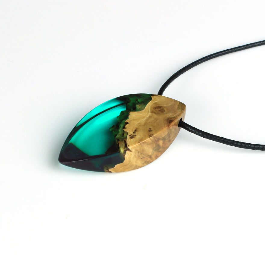 Wood, Resin, Opal Jewelry