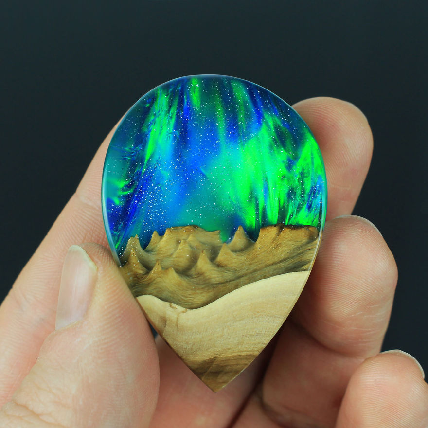 Wood, Resin, Opal Jewelry