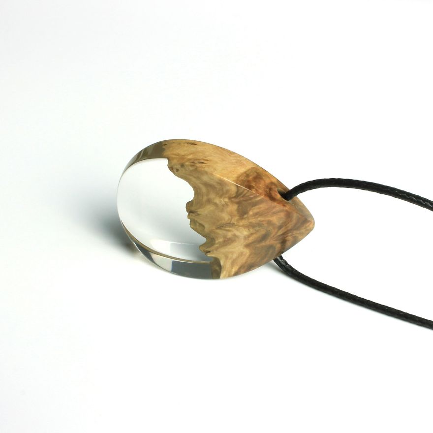 Wood, Resin, Opal Jewelry