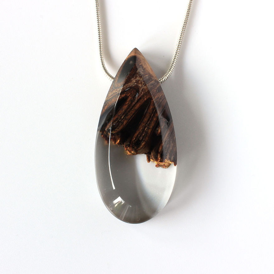 Wood, Resin, Opal Jewelry