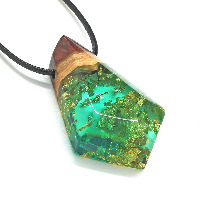 Wood, Resin, Opal Jewelry