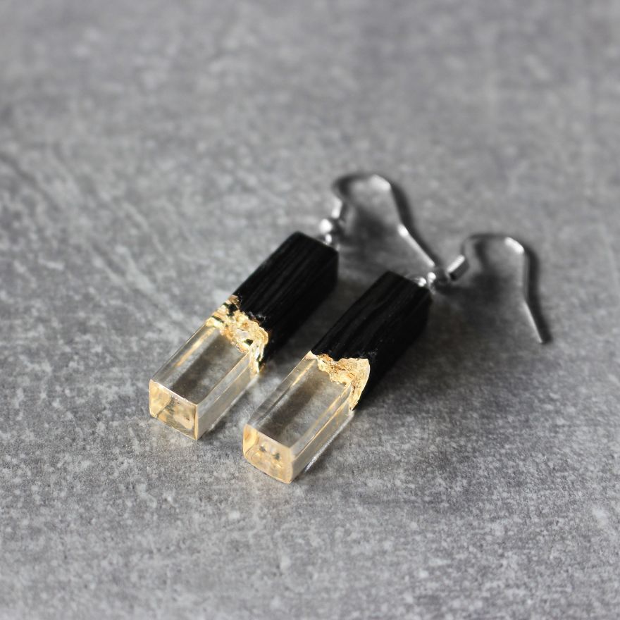 Wood, Resin, Opal Jewelry