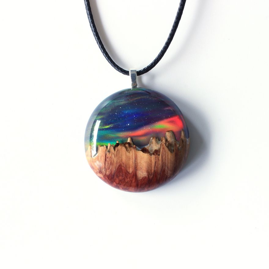 Wood, Resin, Opal Jewelry