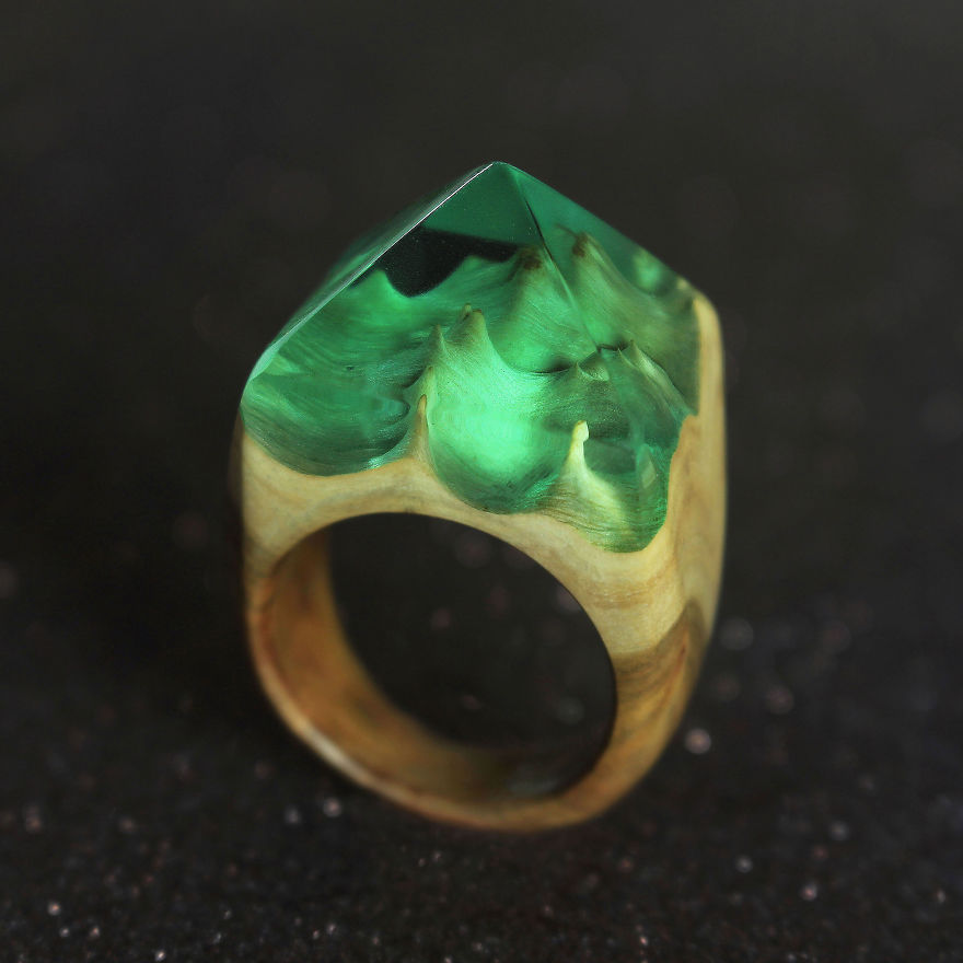 Wood, Resin, Opal Jewelry