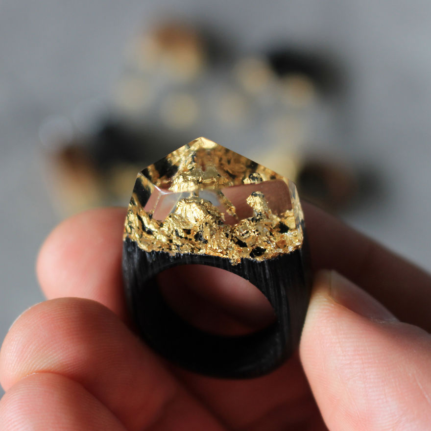 Wood, Resin, Opal Jewelry