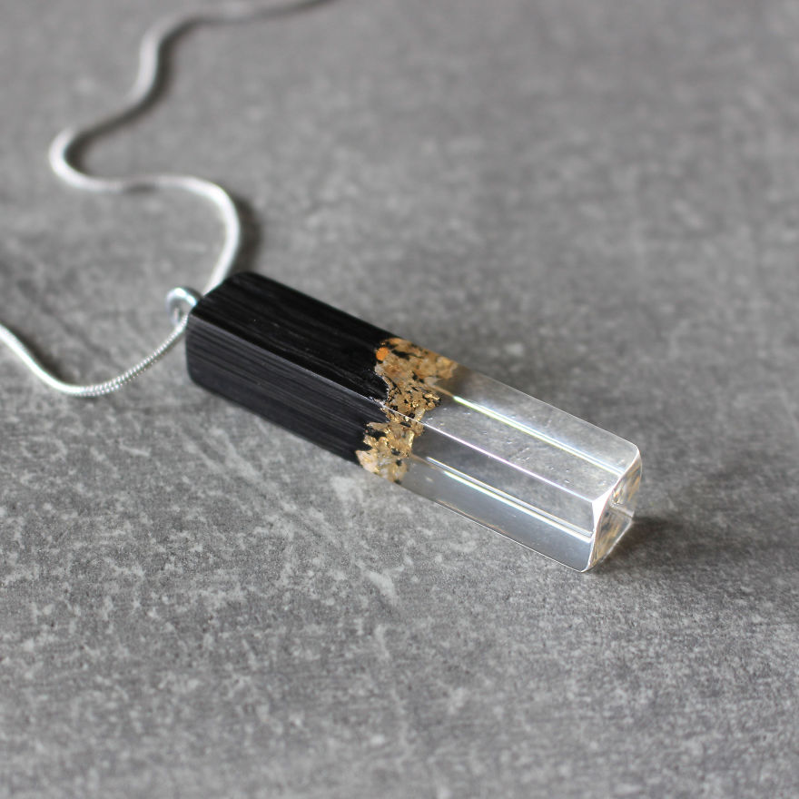 Wood, Resin, Opal Jewelry