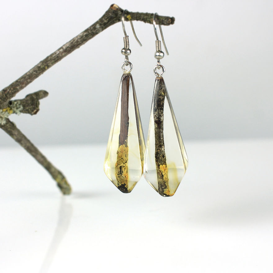 Wood, Resin, Opal Jewelry