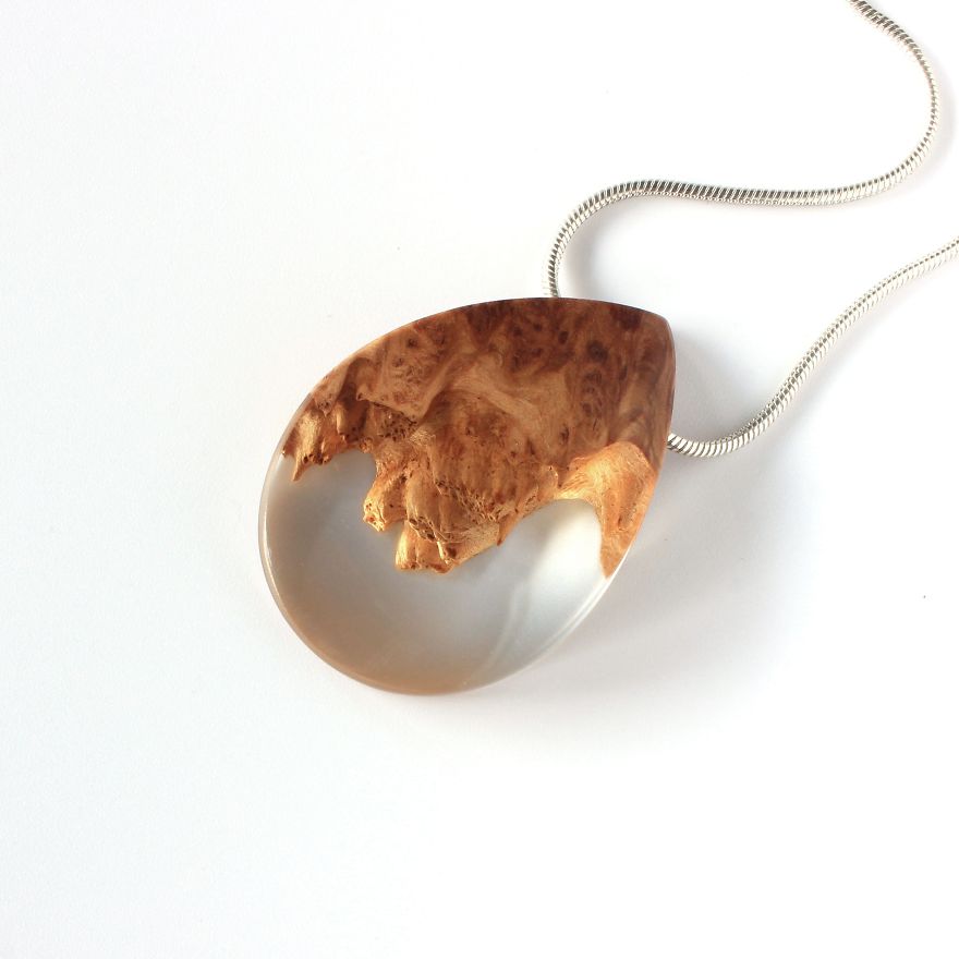 Wood, Resin, Opal Jewelry