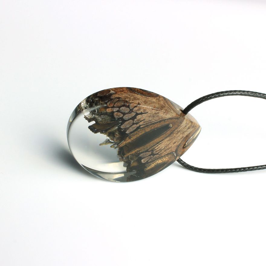 Wood, Resin, Opal Jewelry