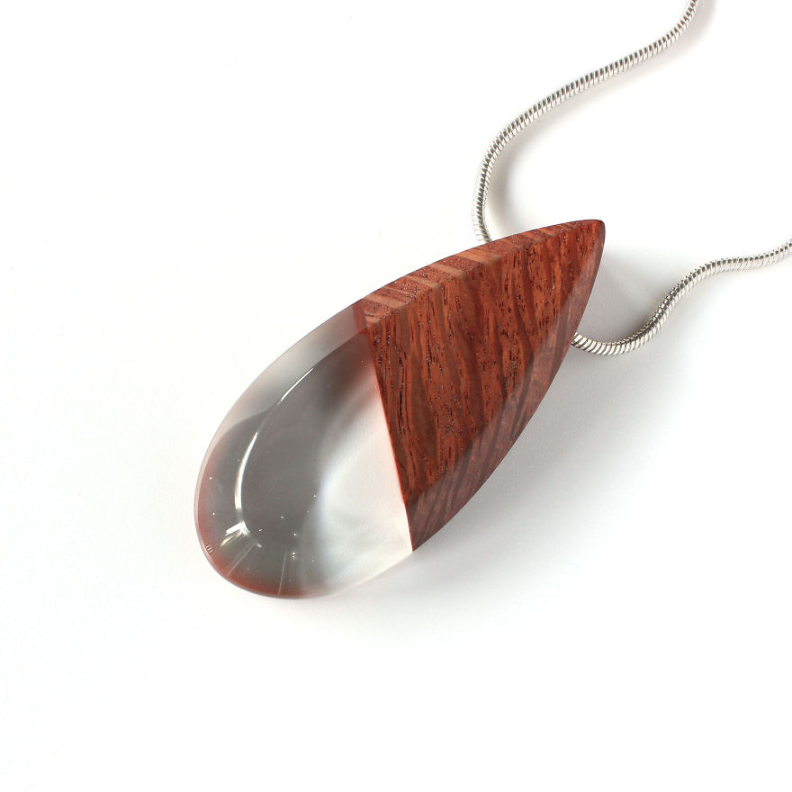 Wood, Resin, Opal Jewelry