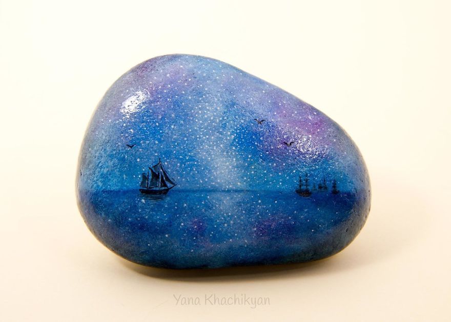 I Create Miniature Paintings On Stones And Other Surfaces