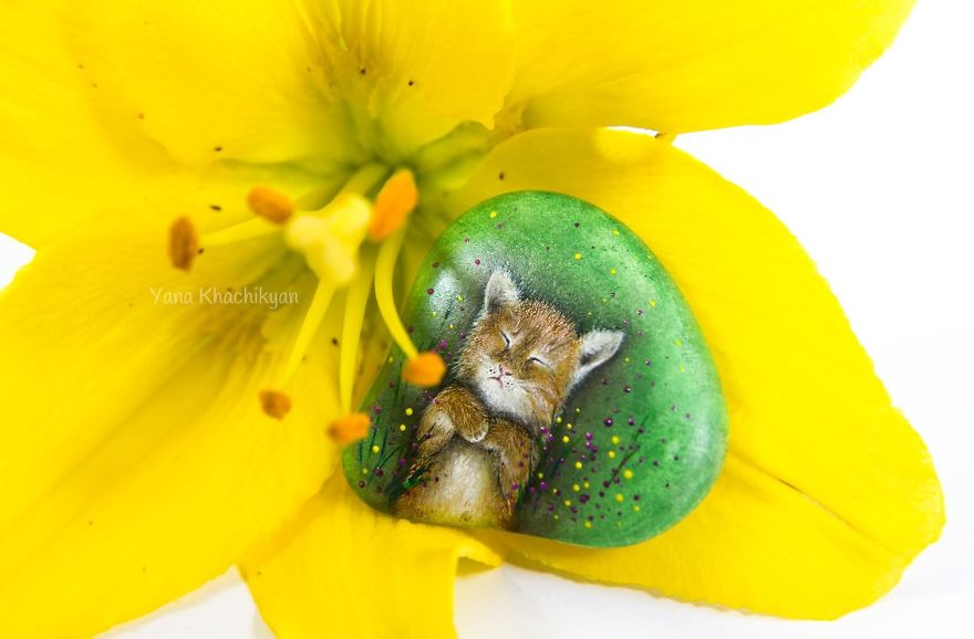 I Create Miniature Paintings On Stones And Other Surfaces