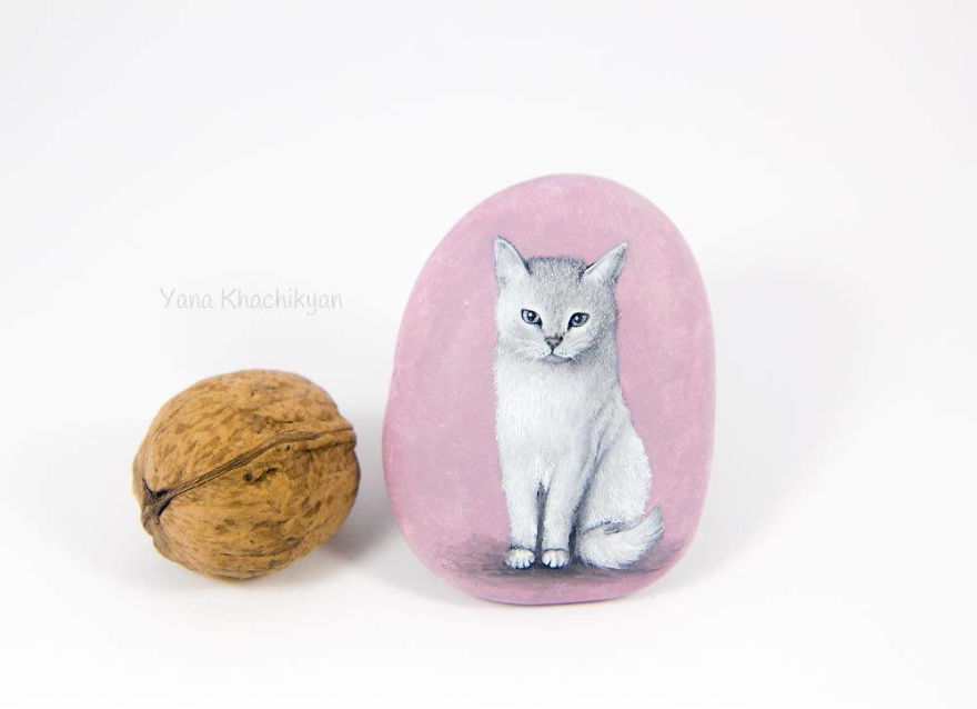I Create Miniature Paintings On Stones And Other Surfaces