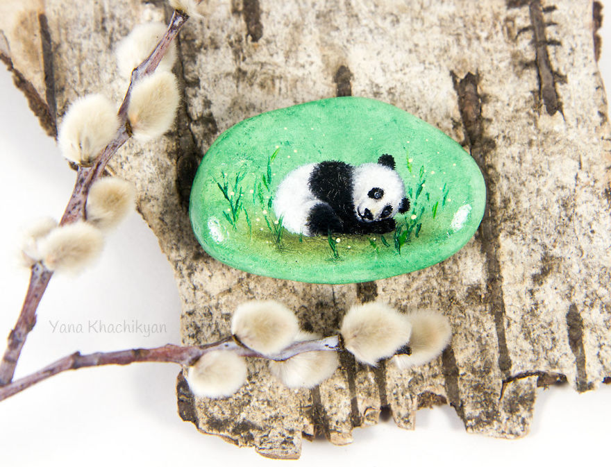 I Create Miniature Paintings On Stones And Other Surfaces