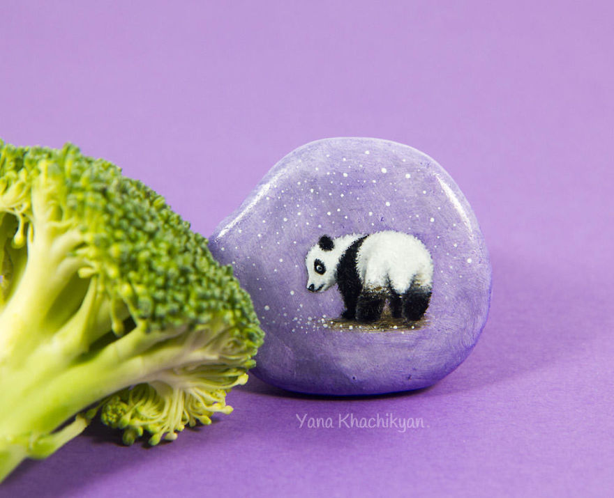 I Create Miniature Paintings On Stones And Other Surfaces