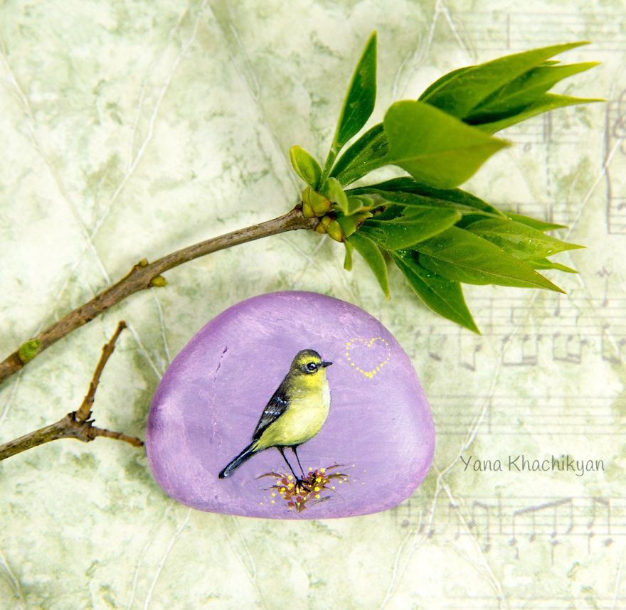 I Create Miniature Paintings On Stones And Other Surfaces