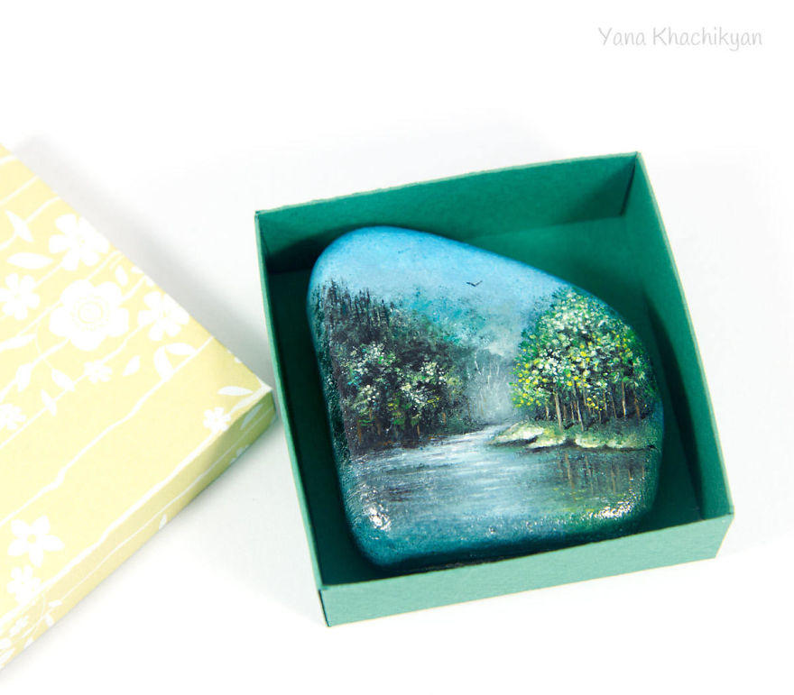 I Create Miniature Paintings On Stones And Other Surfaces