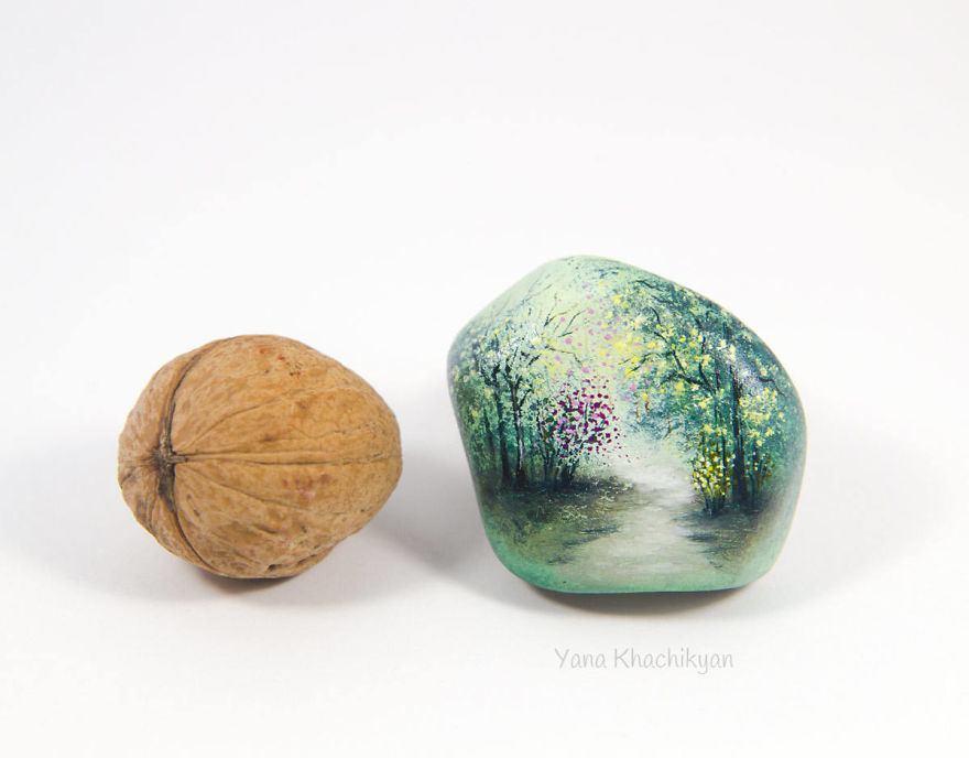 I Create Miniature Paintings On Stones And Other Surfaces