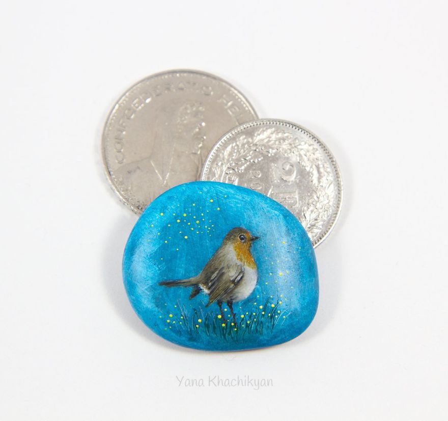 I Create Miniature Paintings On Stones And Other Surfaces