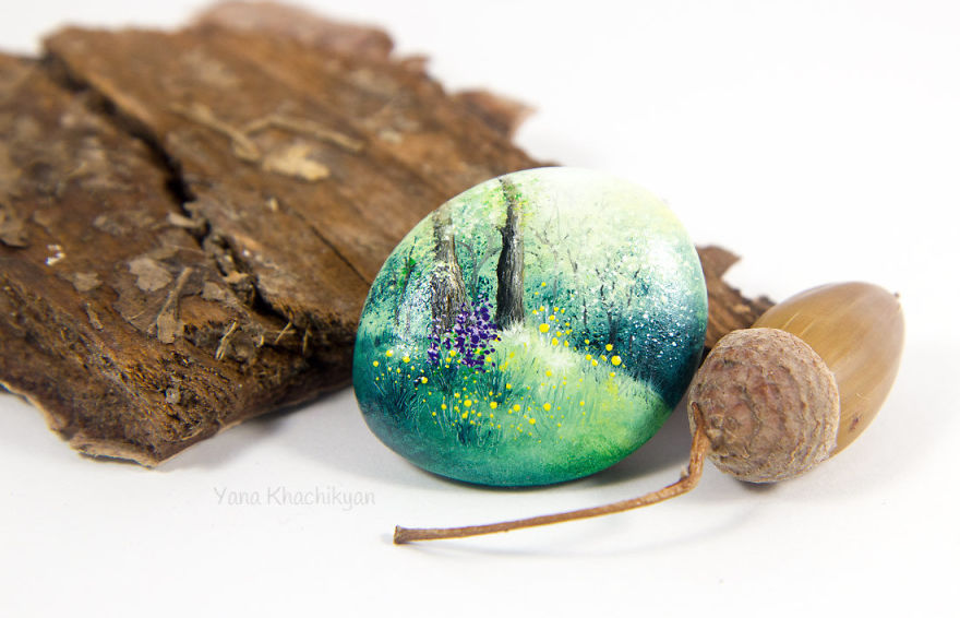 I Create Miniature Paintings On Stones And Other Surfaces