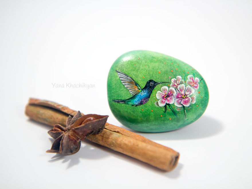 I Create Miniature Paintings On Stones And Other Surfaces