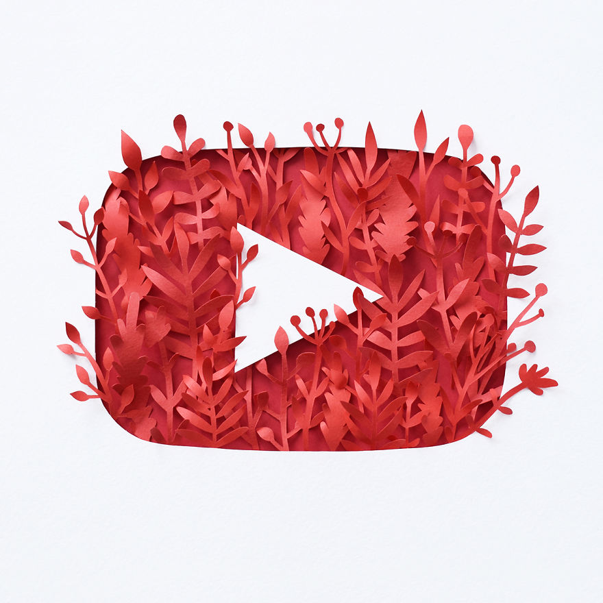 I Recreated The Social Media Logos Using Handcrafted Paper Plants.