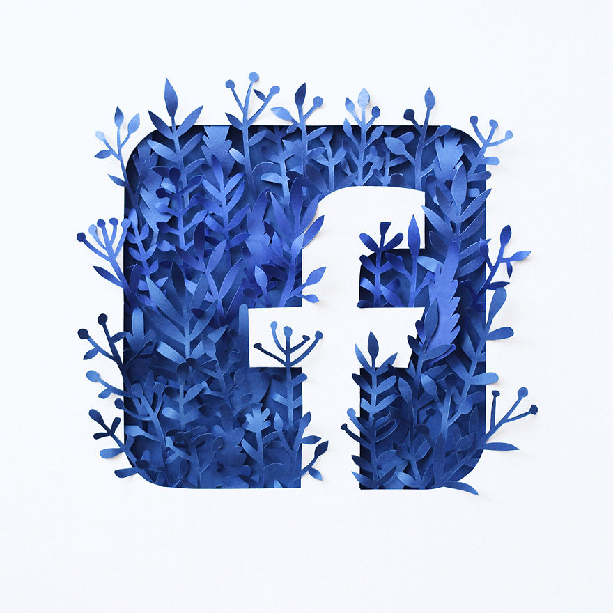 I Recreated The Social Media Logos Using Handcrafted Paper Plants.