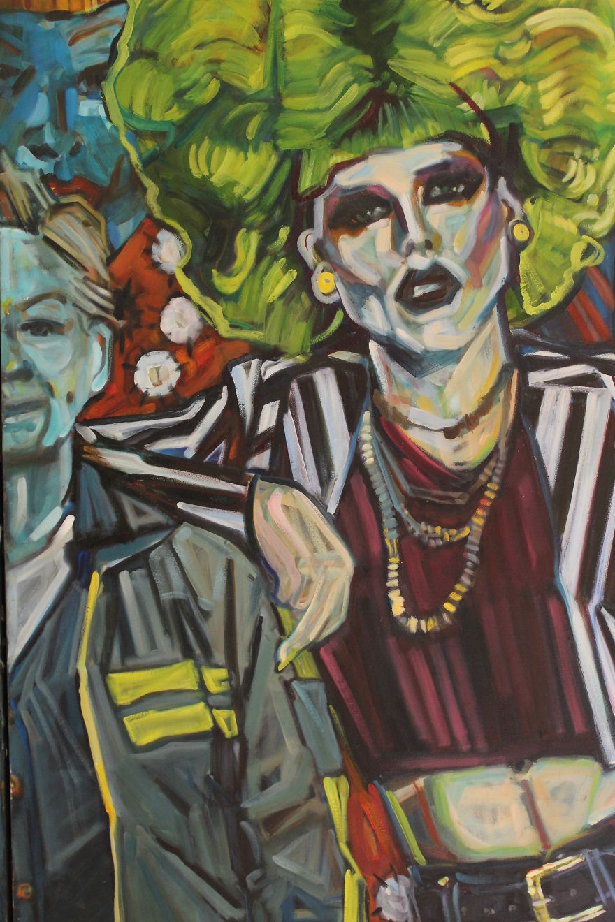 Details From 4 Panel, 5 Portrait Painting