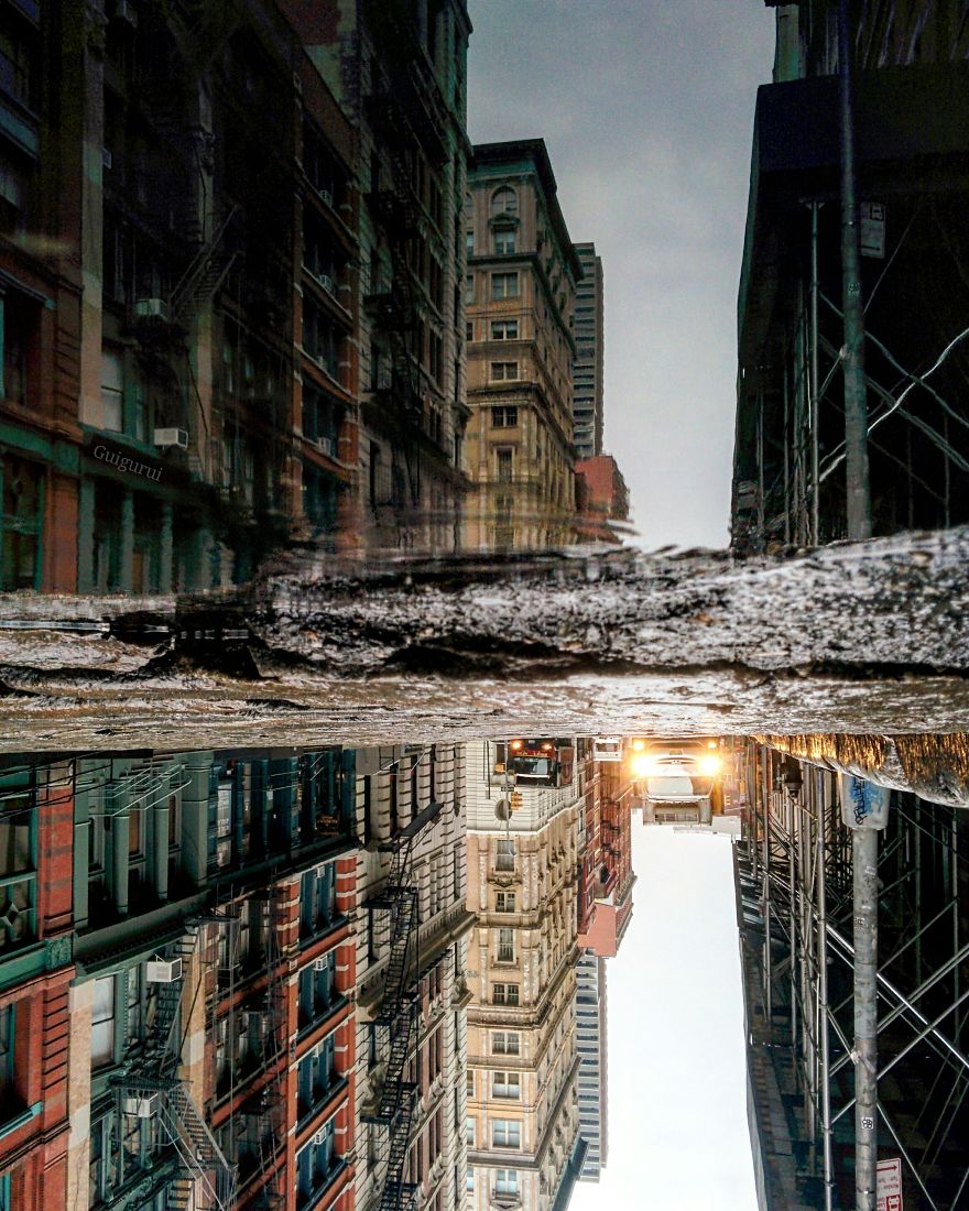 You´ve Never Seen Nyc Like This. I Caputred
the Parallel Worlds Of New York City Through Puddles