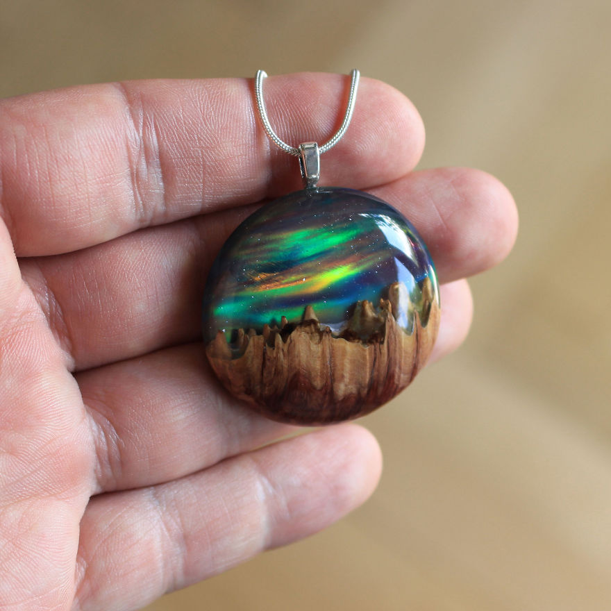 Wood, Resin, Opal Jewelry