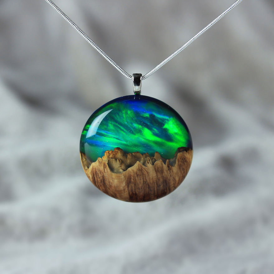 Wood, Resin, Opal Jewelry