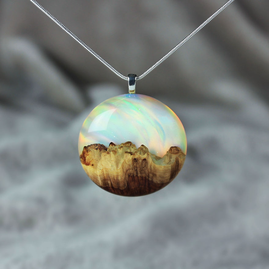 Wood, Resin, Opal Jewelry