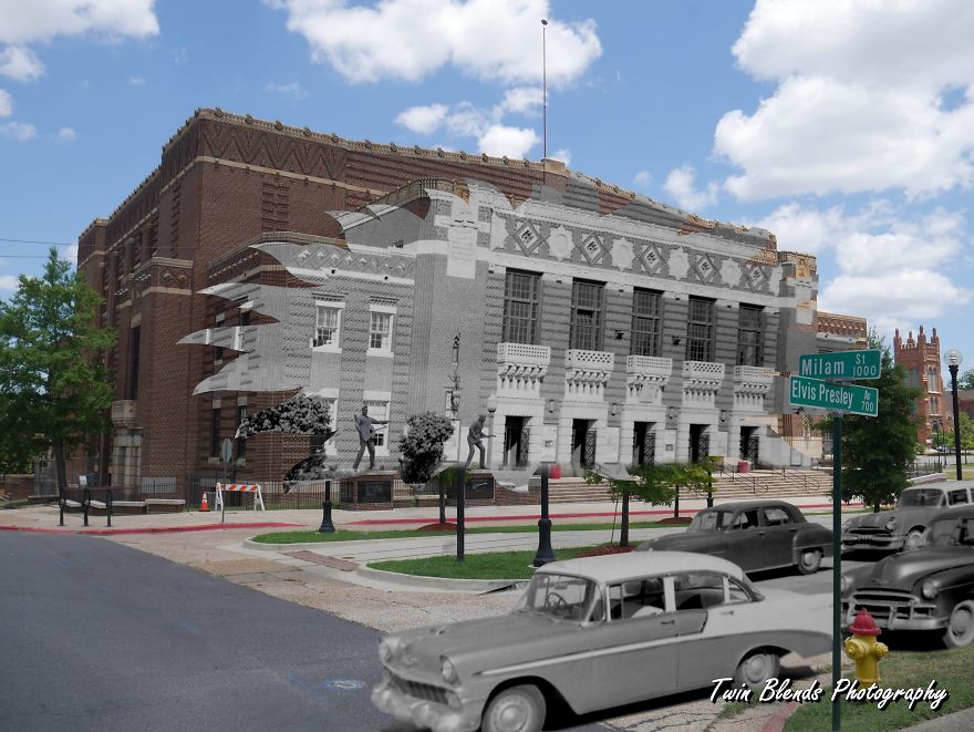 Photographers Blend The Past With The Present By Bringing Elvis Presley Back To The Spot Where He Started