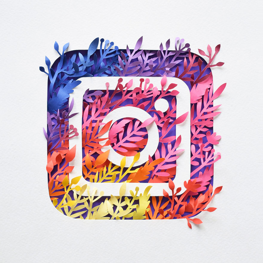 I Recreated The Social Media Logos Using Handcrafted Paper Plants.